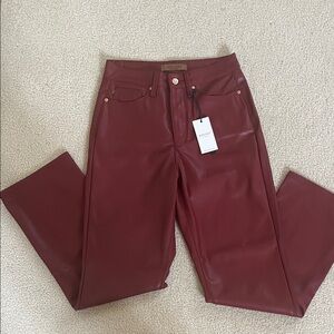 Judy Blue Deep Red Soft Faux Leather Pants pristine condition size 2/4